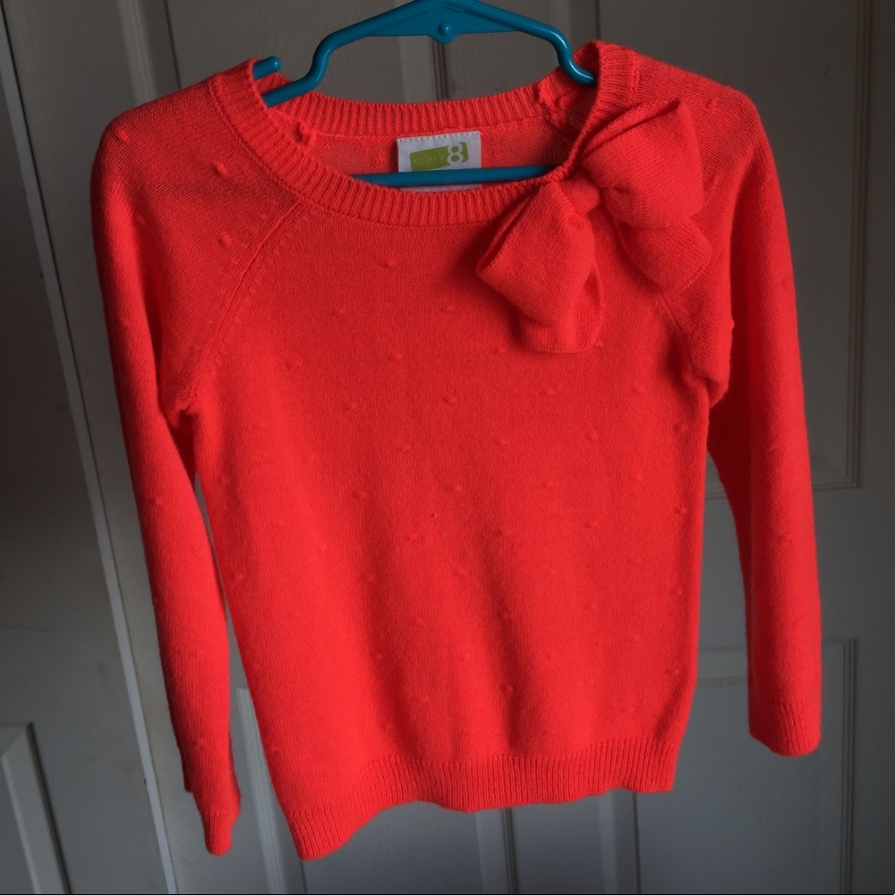 4T Bright Neon Red/Orange 100% Acrylic Sweater